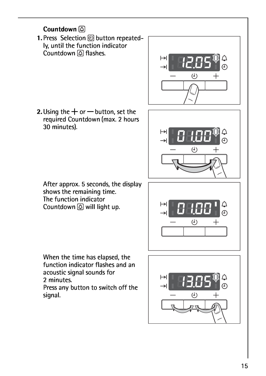 AEG B1180-4 manual Countdown, minutes 