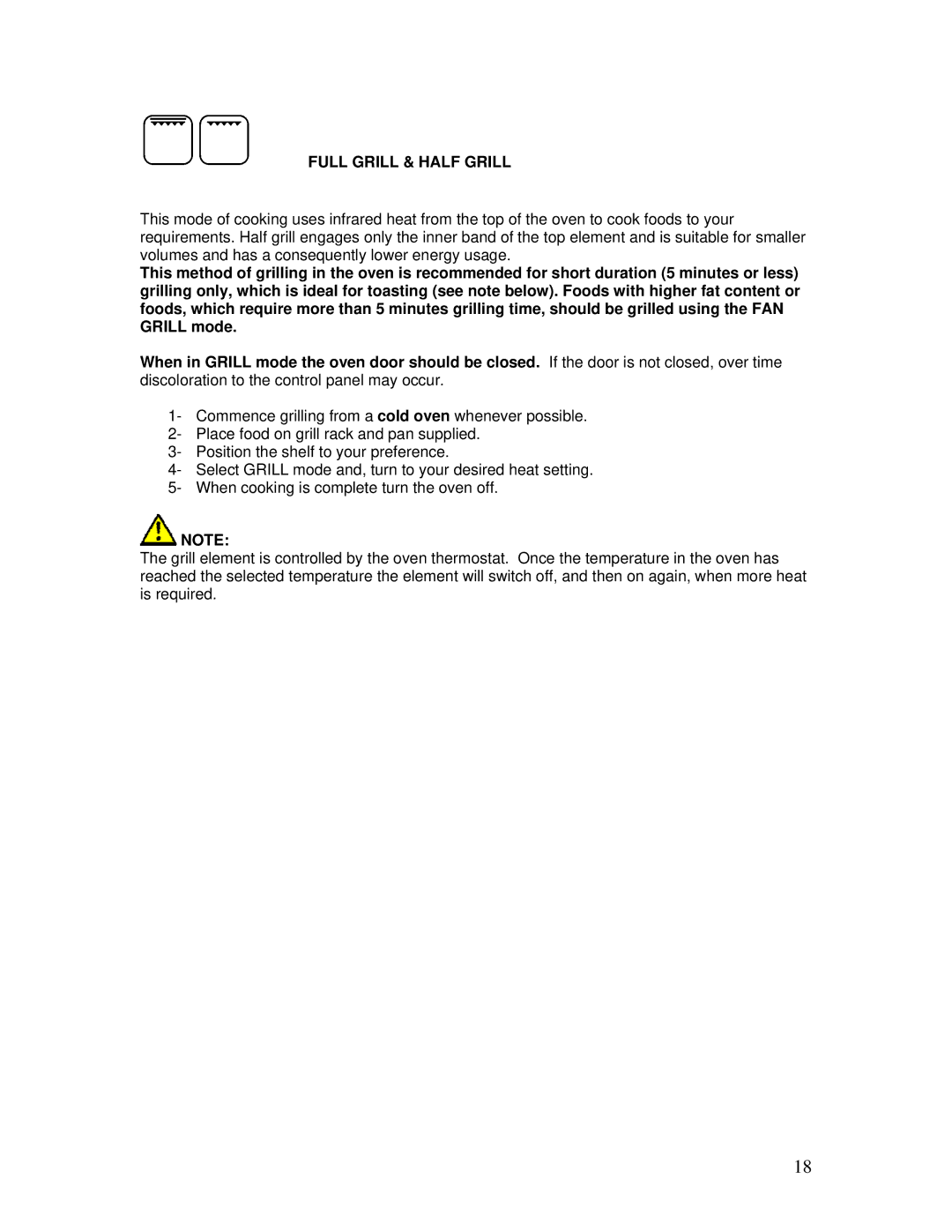 AEG B3007H-L-B user manual Full Grill & Half Grill 