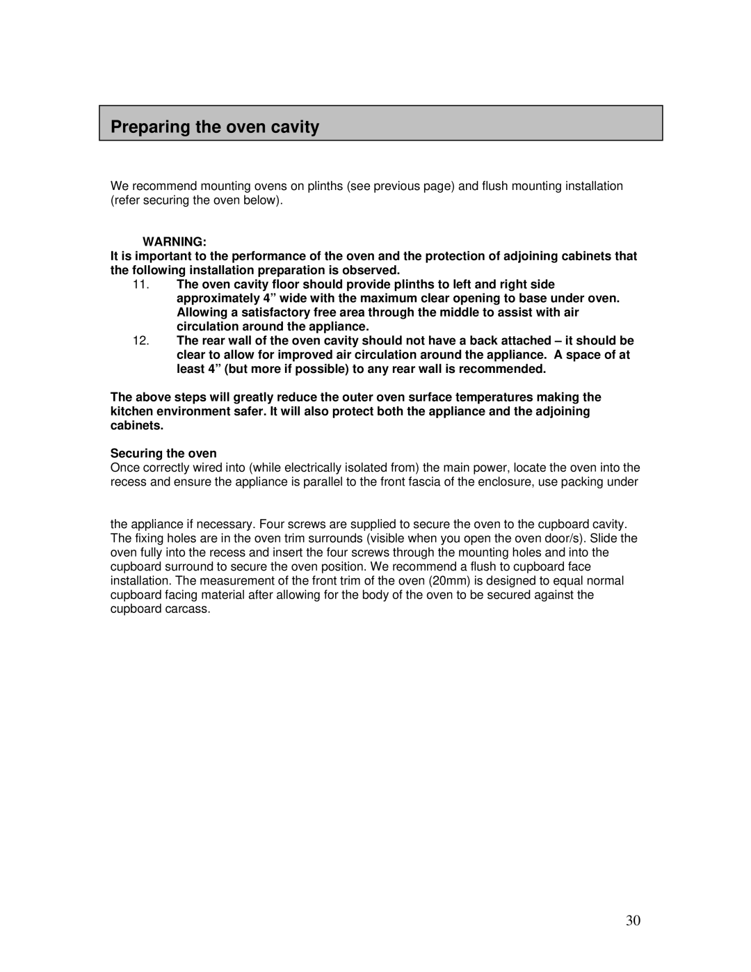 AEG B3007H-L-B user manual Preparing the oven cavity 