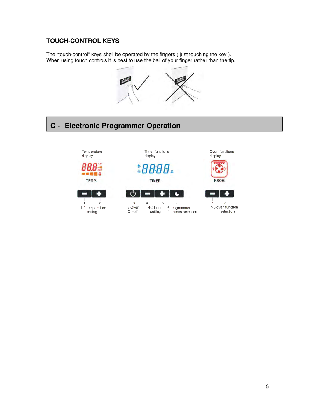 AEG B3007H-L-B user manual Electronic Programmer Operation, TOUCH-CONTROL Keys 