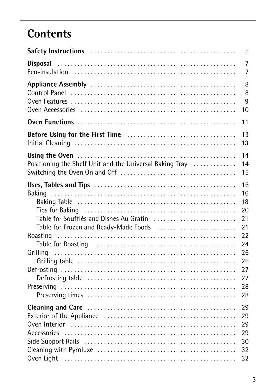 AEG B3040-1 manual Contents 