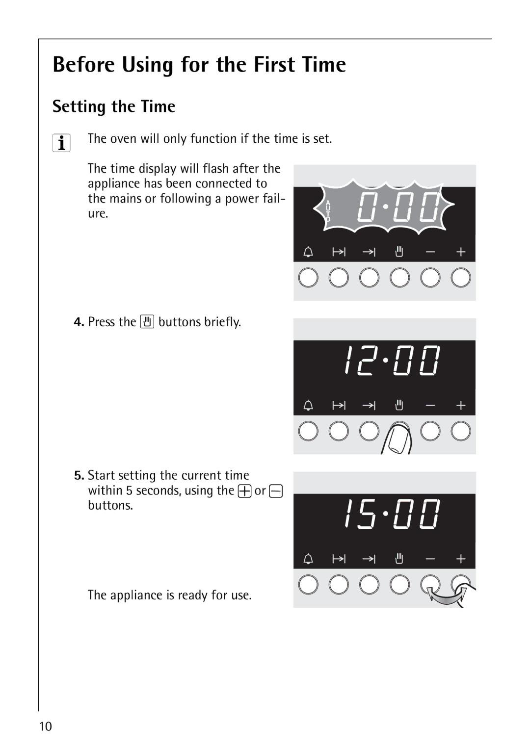 AEG B4130-1 operating instructions Before Using for the First Time, Setting the Time 