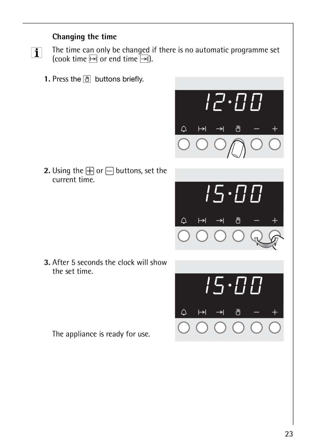 AEG B4130-1 operating instructions Changing the time, Cook time or end time 