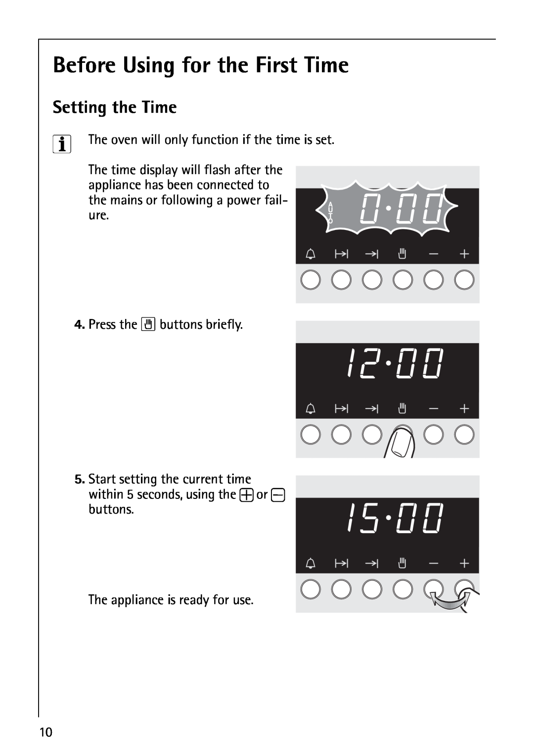 AEG B4130-1 operating instructions Before Using for the First Time, Setting the Time 