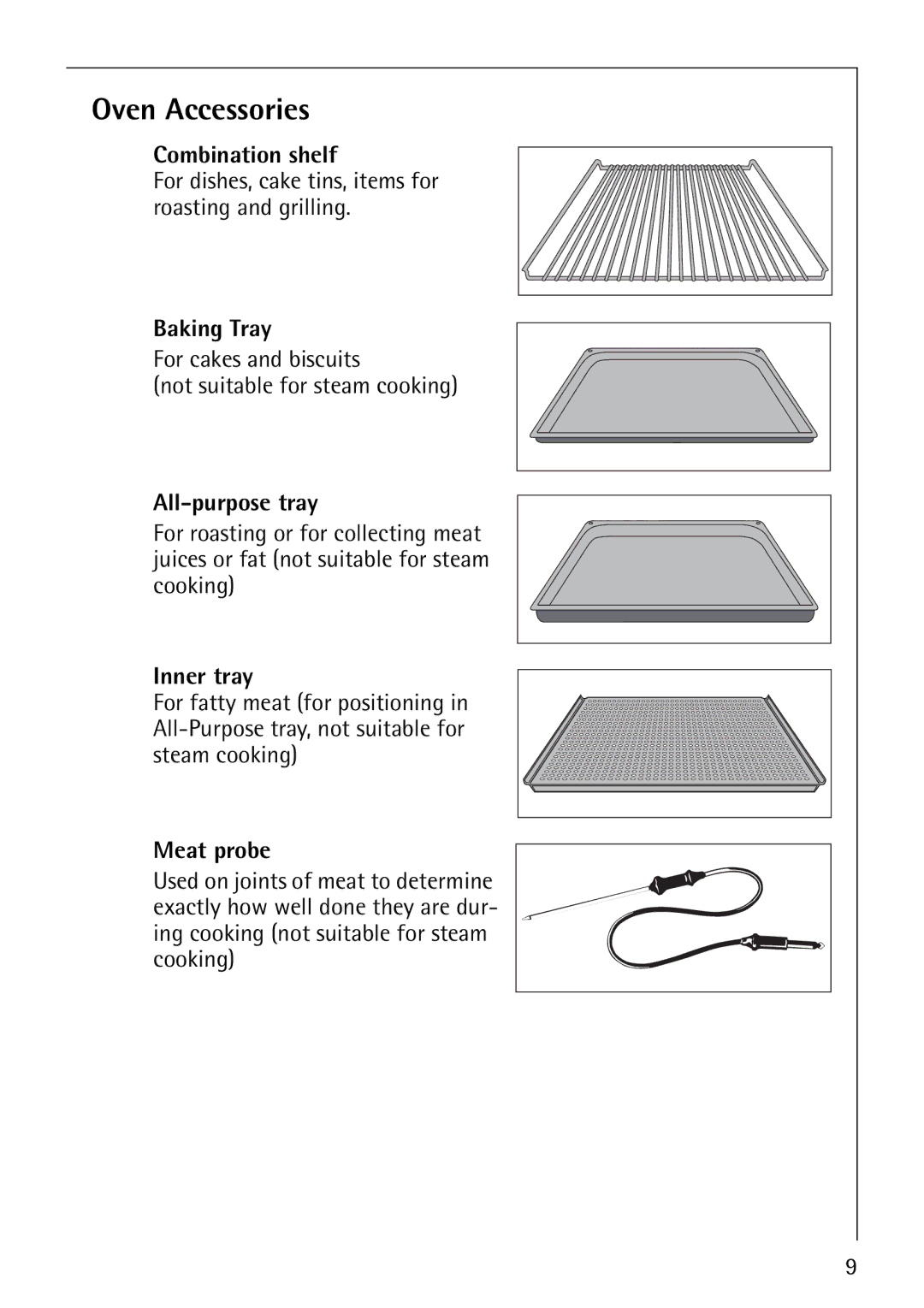 AEG B8920-1 manual Oven Accessories 