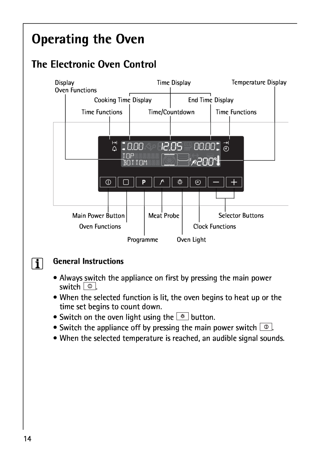 AEG B8920-1 manual Operating the Oven, The Electronic Oven Control, General Instructions 