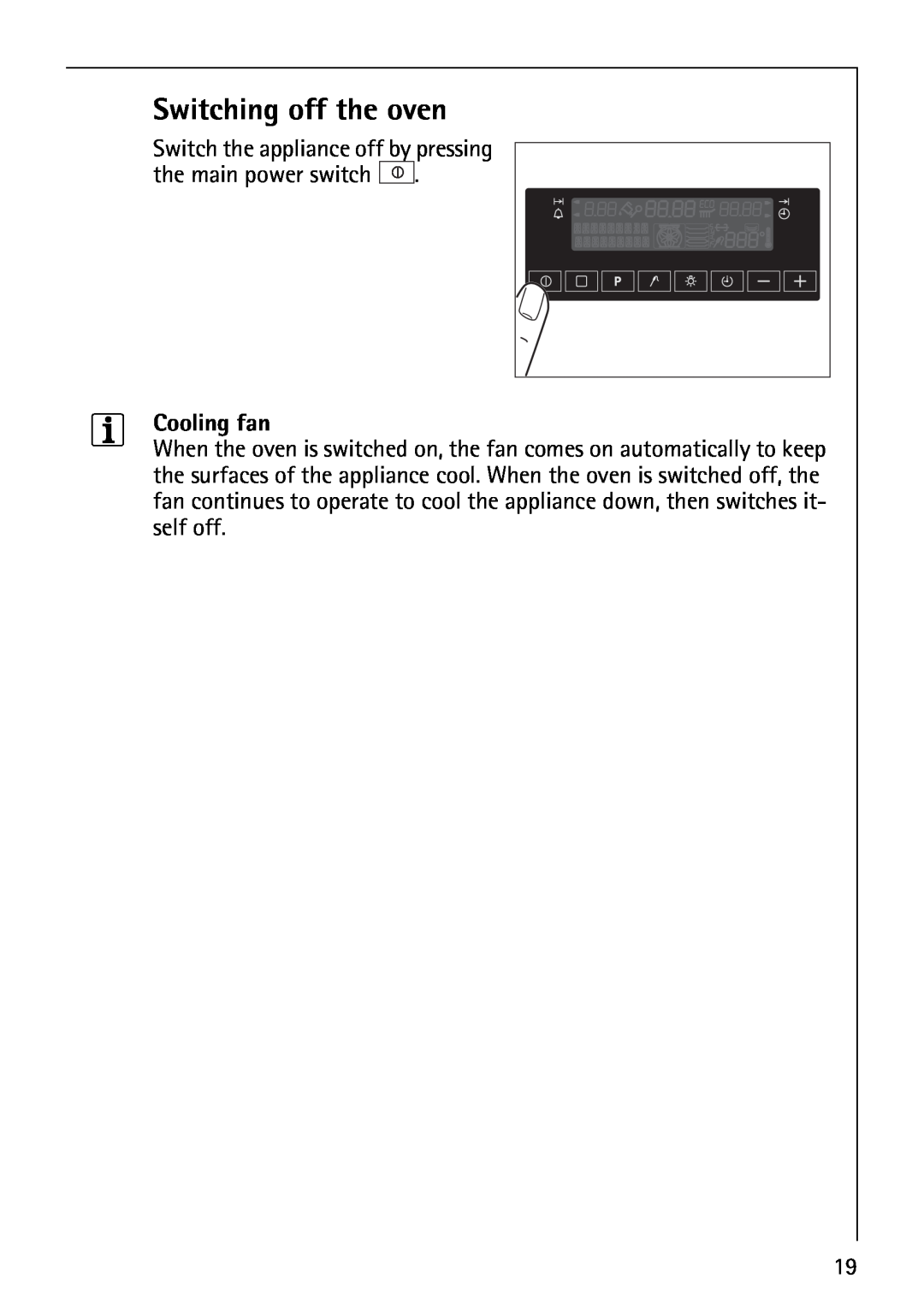 AEG B8920-1 manual Switching off the oven, Cooling fan 