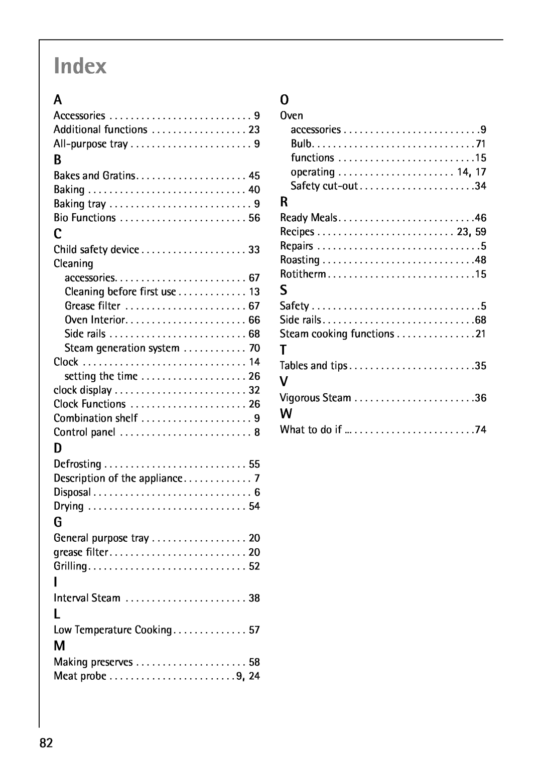 AEG B8920-1 manual Index 