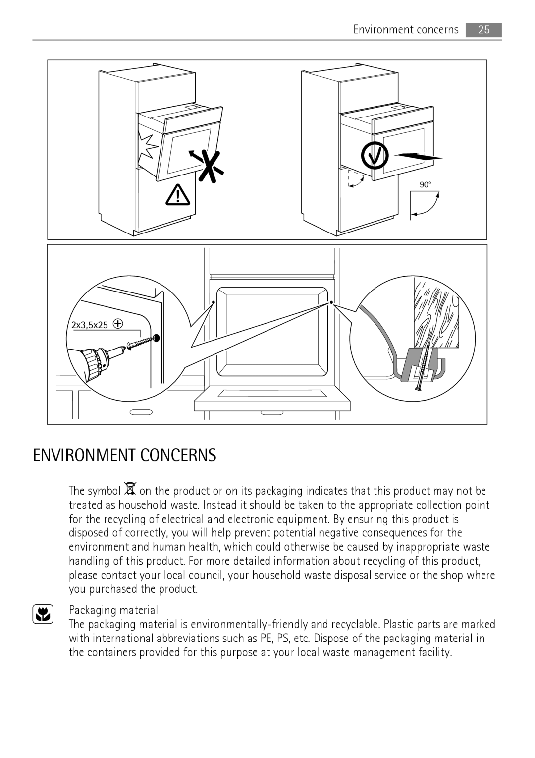 AEG BC3000001 user manual Environment Concerns, Packaging material 