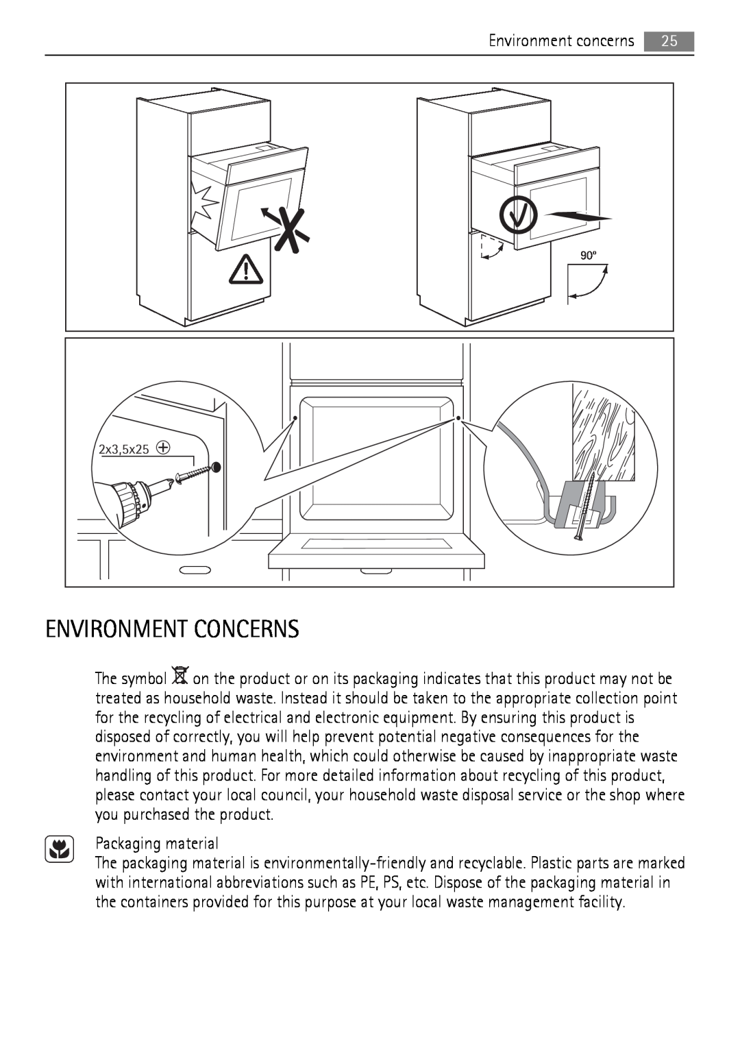 AEG BC3000001 user manual Environment Concerns, Packaging material 