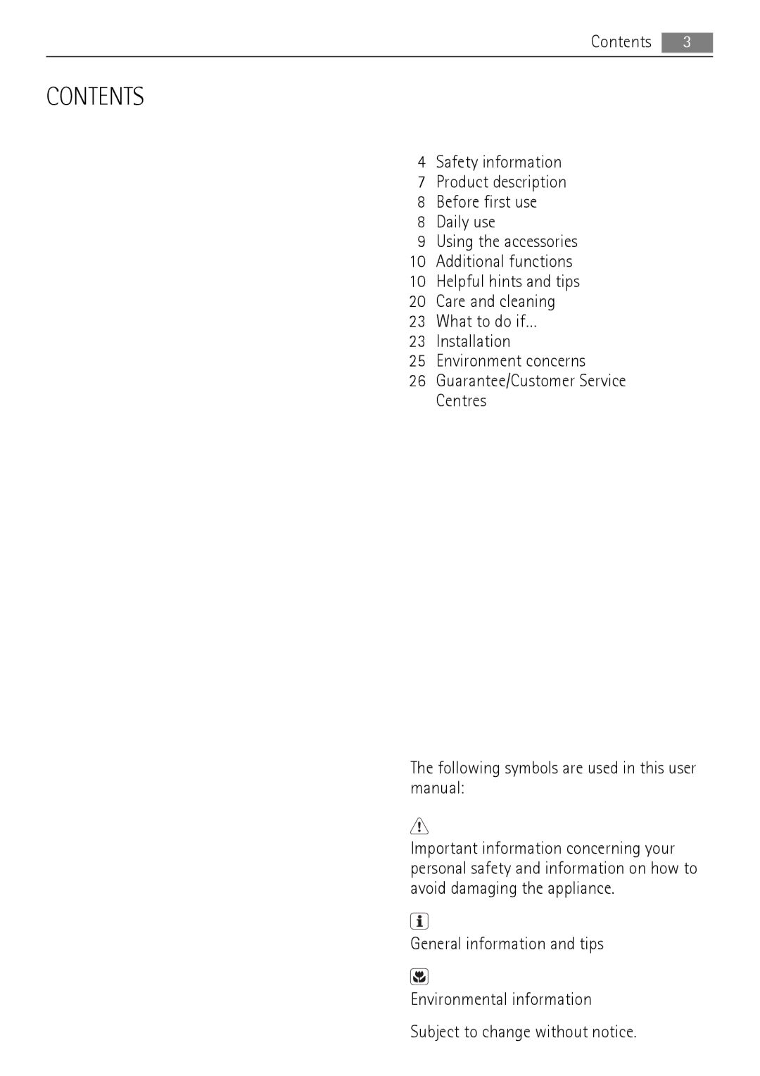 AEG BC300001M 24 user manual Contents 