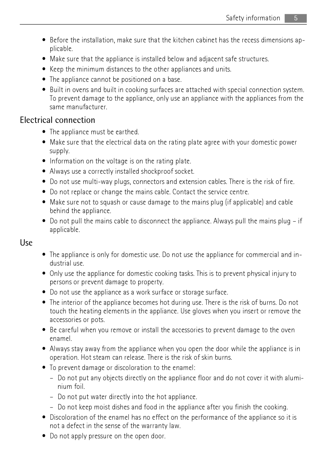 AEG BC300001M 24 user manual Electrical connection, Use 