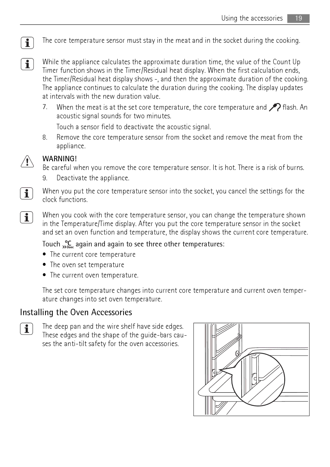 AEG BE7314401 user manual Installing the Oven Accessories 