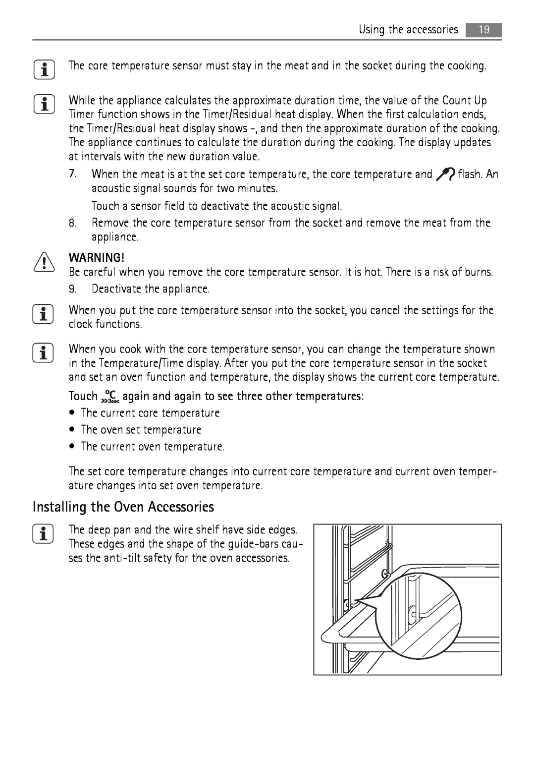 AEG BE7314401 user manual Installing the Oven Accessories 