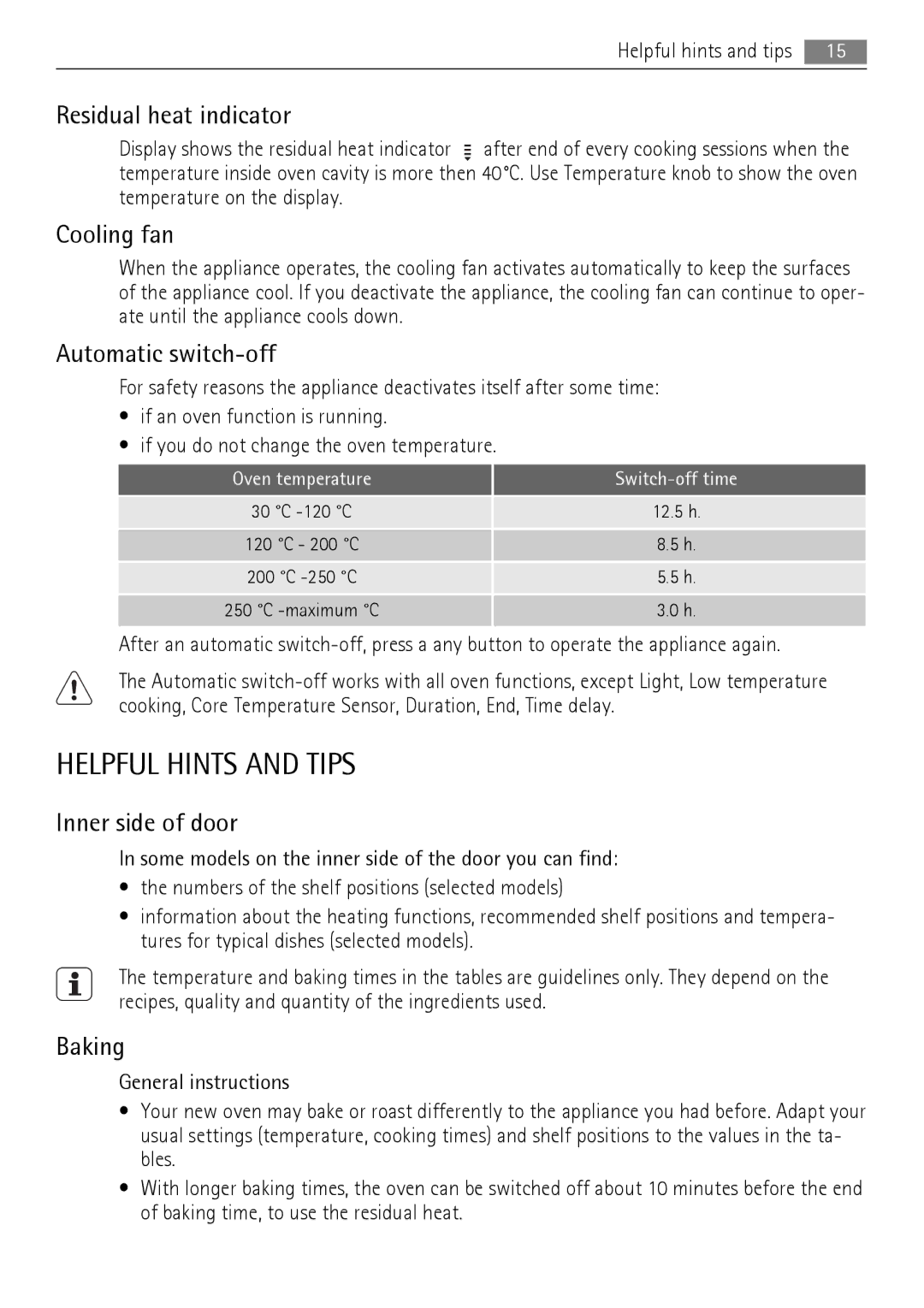 AEG BP5003001 user manual Helpful Hints and Tips 