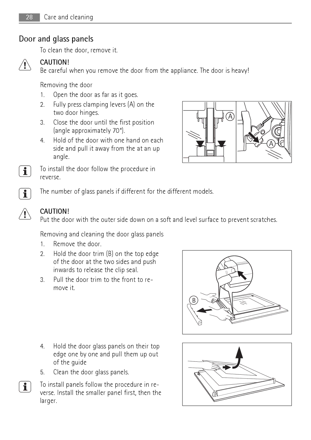 AEG BP5003001 user manual Door and glass panels 