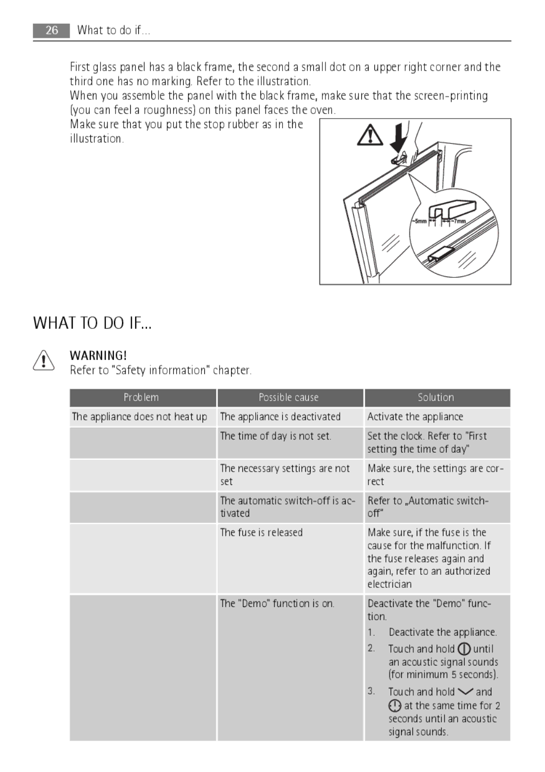 AEG BP7614000, BP7714000 user manual What to do IF…, Problem Possible cause Solution 