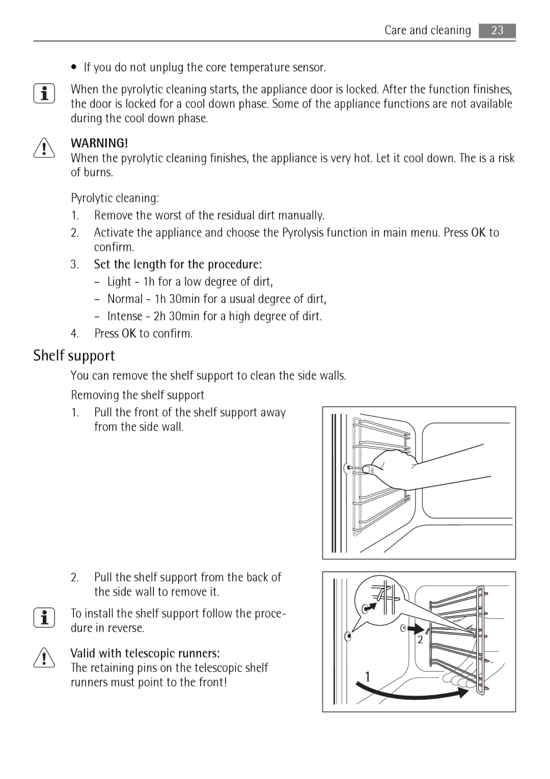 AEG BP8314001 user manual Shelf support 