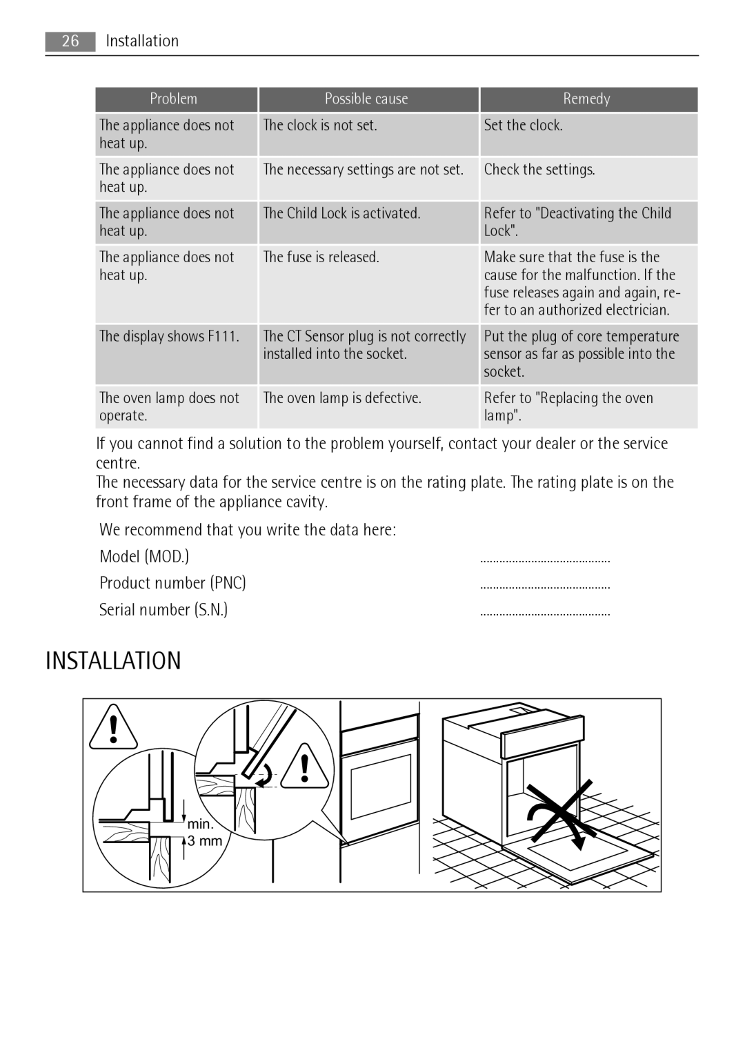 AEG BP8314001 user manual Installation, Fuse is released Make sure that the fuse is Heat up 