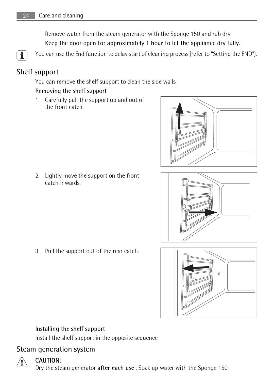 AEG BS7304001 user manual Shelf support, Steam generation system 