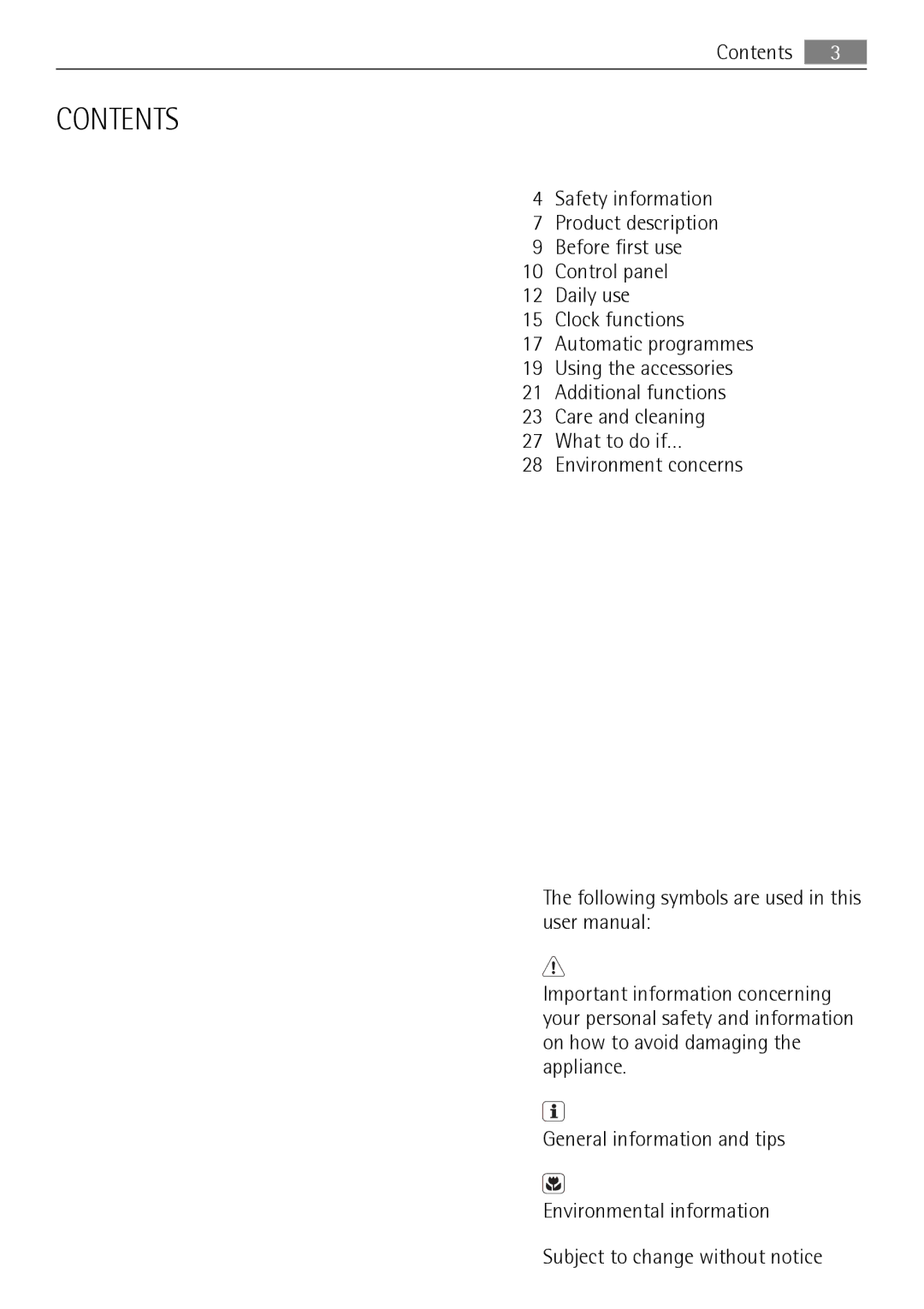 AEG BS7304001 user manual Contents 