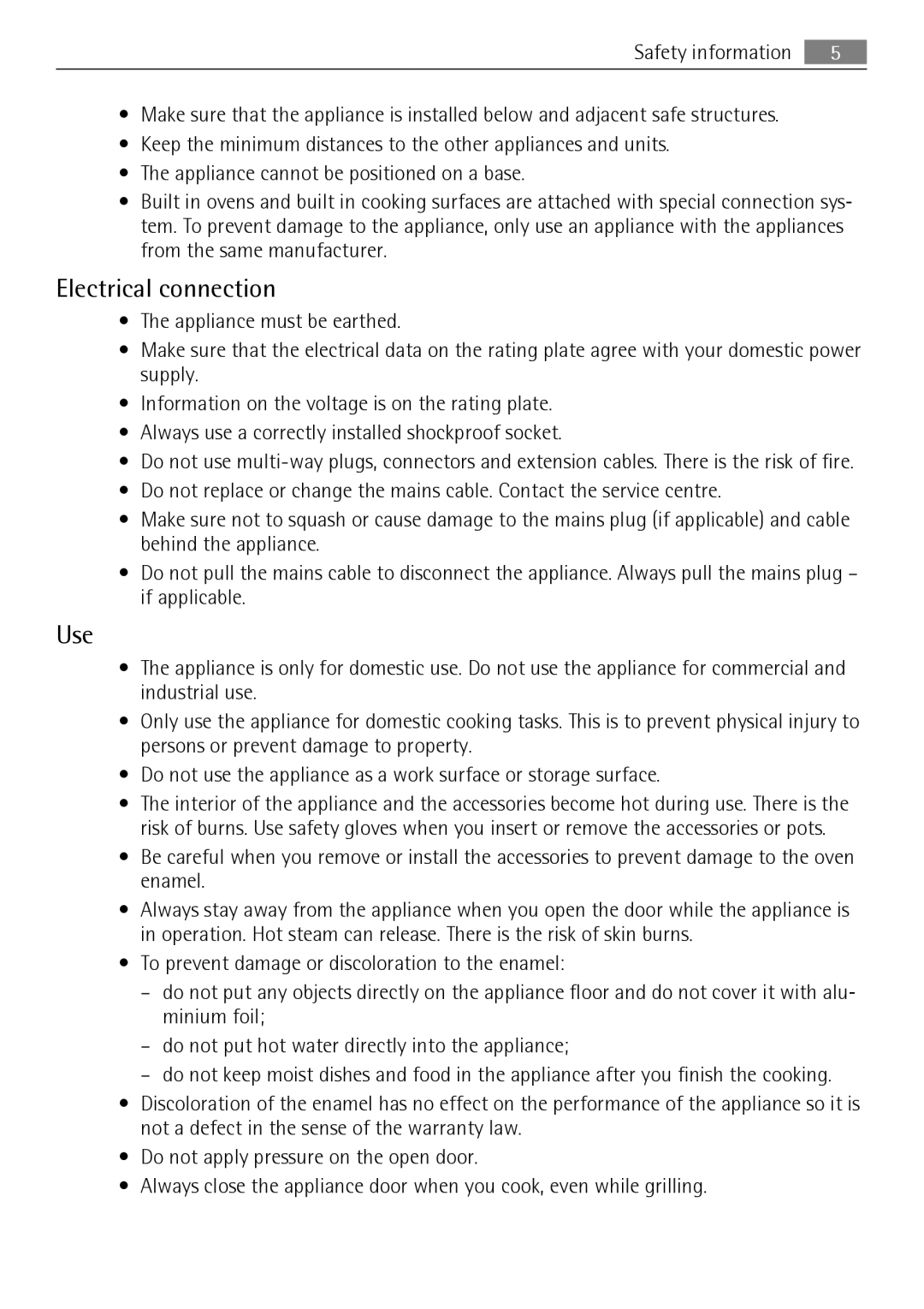 AEG BS7304001 user manual Electrical connection, Use 