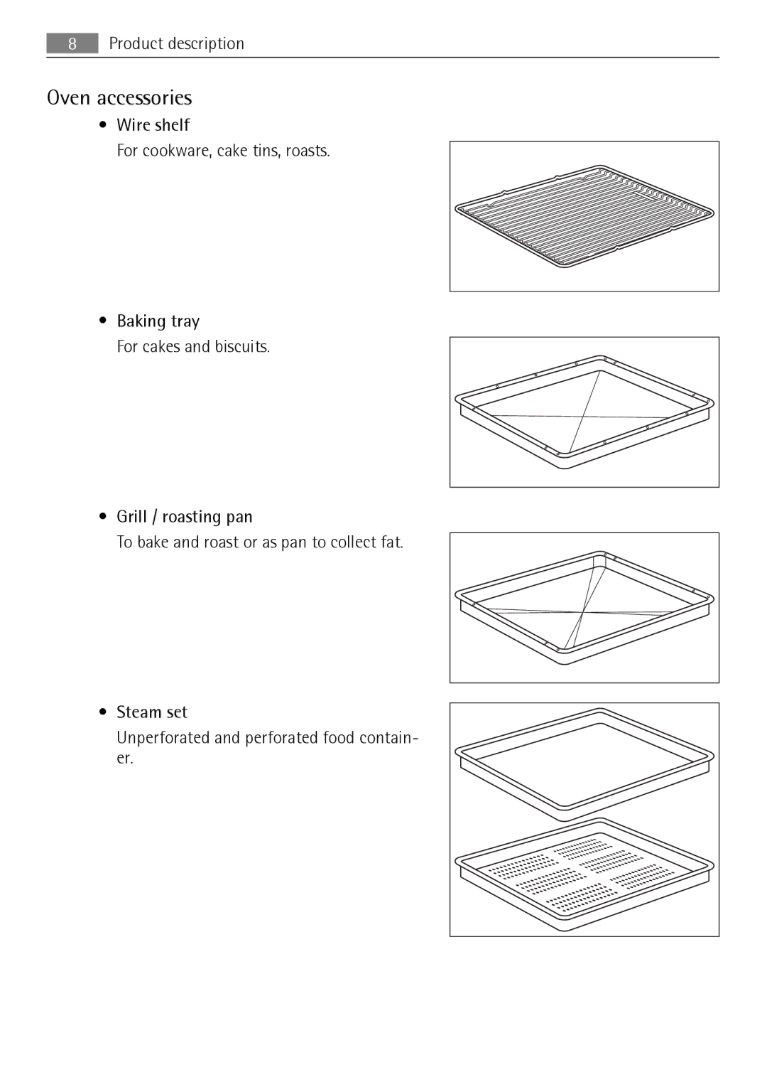 AEG BS7304001 user manual Oven accessories 