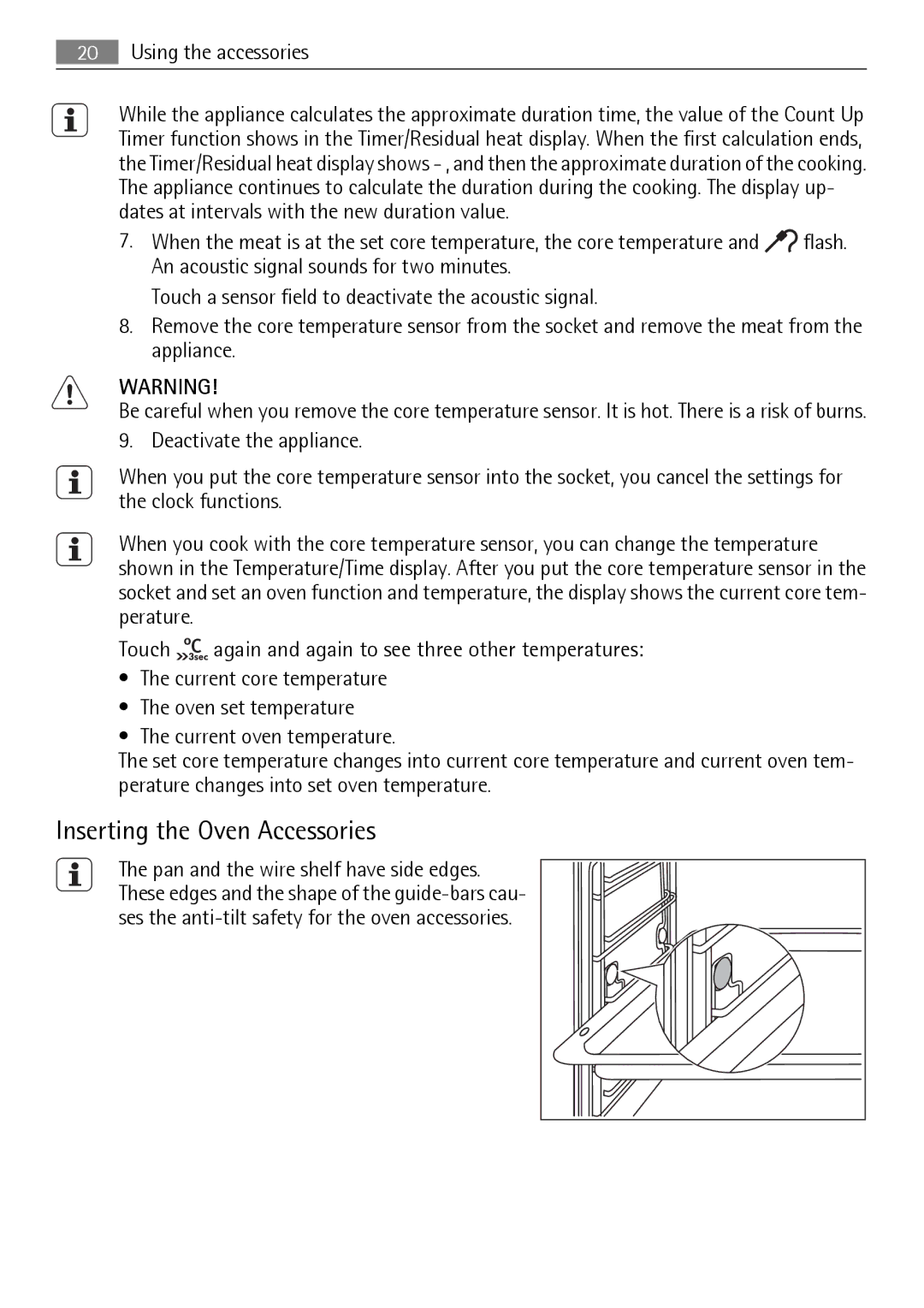 AEG BS7304001M user manual Inserting the Oven Accessories 