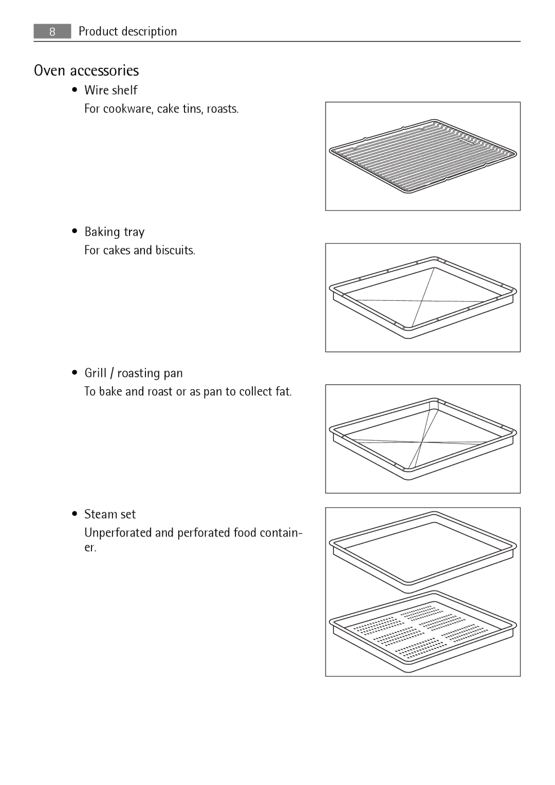 AEG BS7304001M user manual Oven accessories 