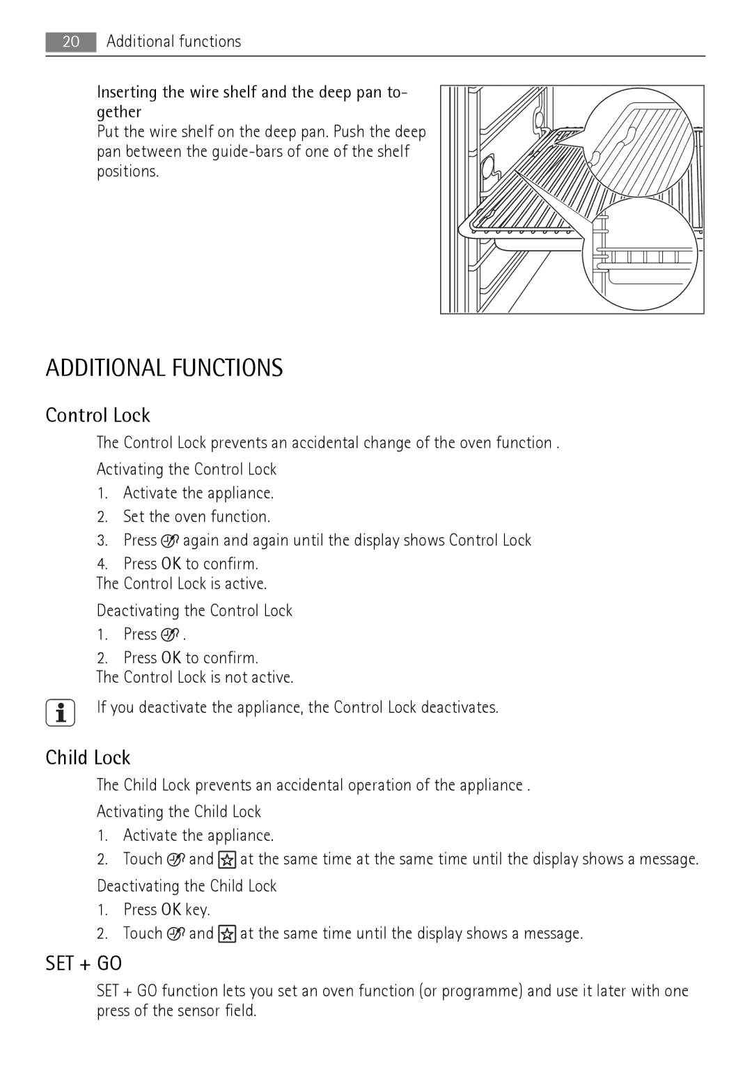 AEG BS9304001 user manual Additional Functions, Control Lock, Child Lock 