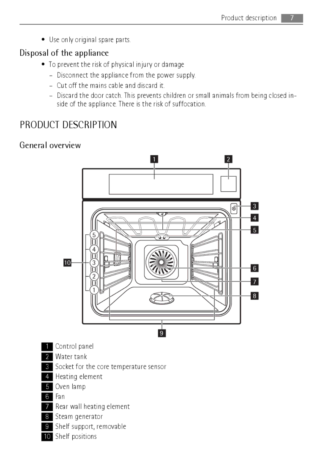 AEG BS9304001 user manual Product Description, Disposal of the appliance, General overview 