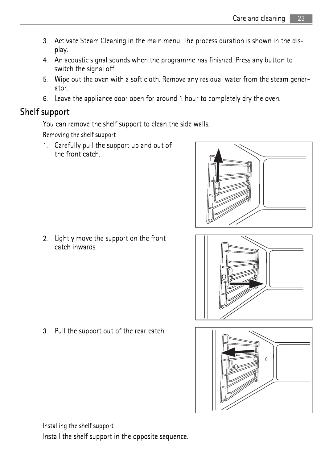AEG BS9304001 user manual Shelf support 