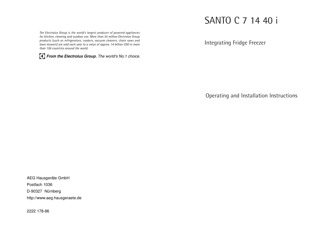 AEG C 7 14 40 I installation instructions Santo C 7 14 40 