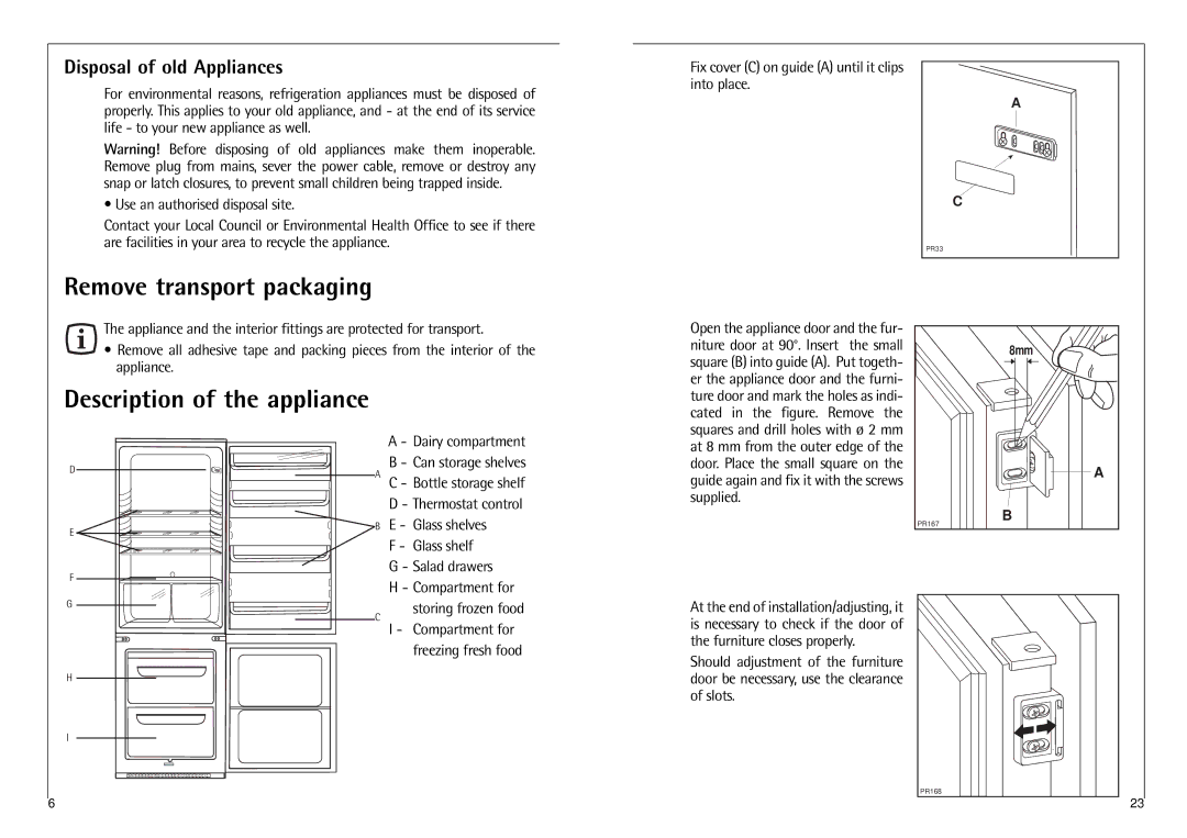 AEG C 7 14 40 I Remove transport packaging, Description of the appliance, Disposal of old Appliances 