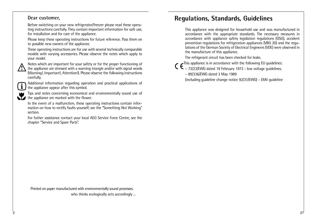 AEG C 7 18 40-4I installation instructions Regulations, Standards, Guidelines, Dear customer 