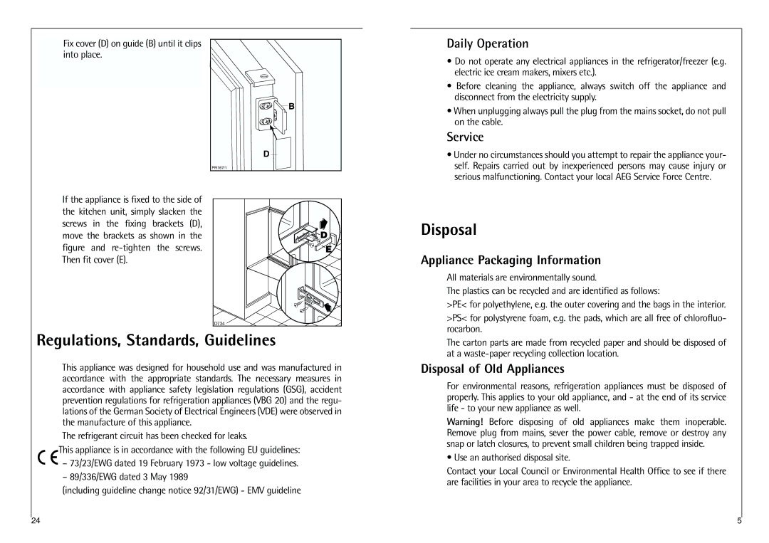 AEG C 7 18 41-4I installation instructions Disposal, Regulations, Standards, Guidelines 