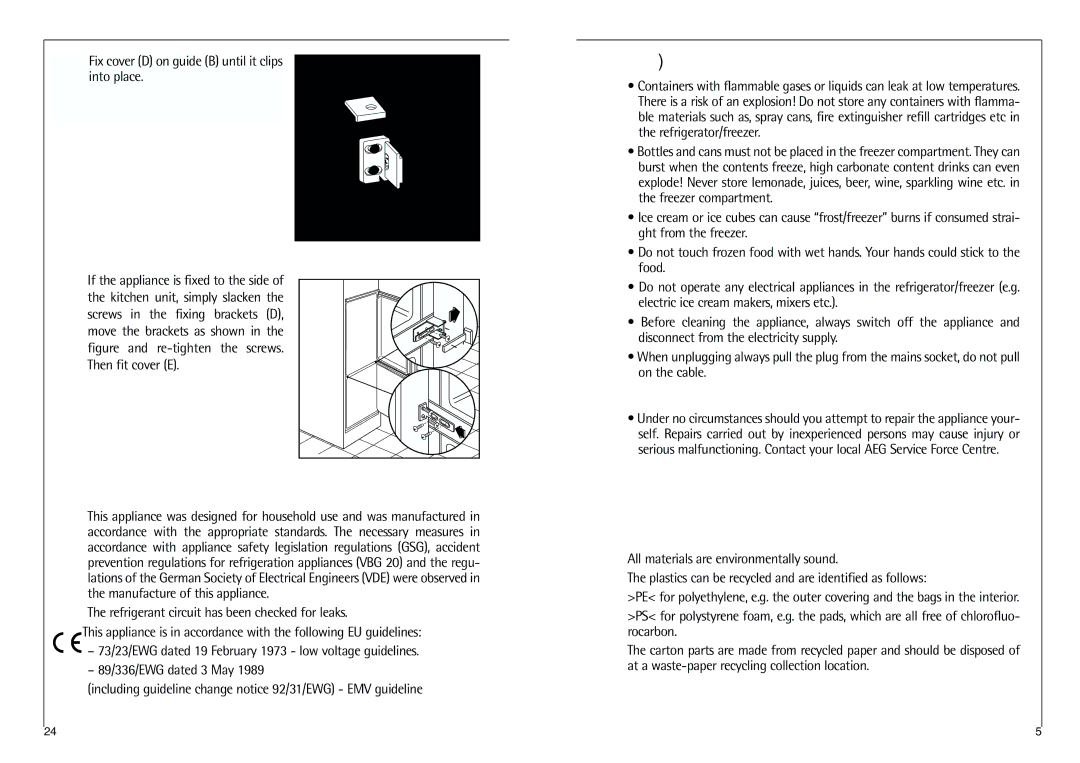 AEG C 7 18 41 I Regulations, Standards, Guidelines, Disposal, Daily Operation, Service, Appliance Packaging Information 