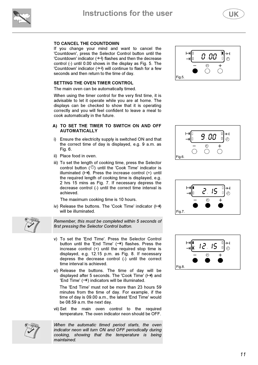 AEG C41022V To Cancel the Countdown, Setting the Oven Timer Control, # to SET the Timer to Switch on and OFF Automatically 