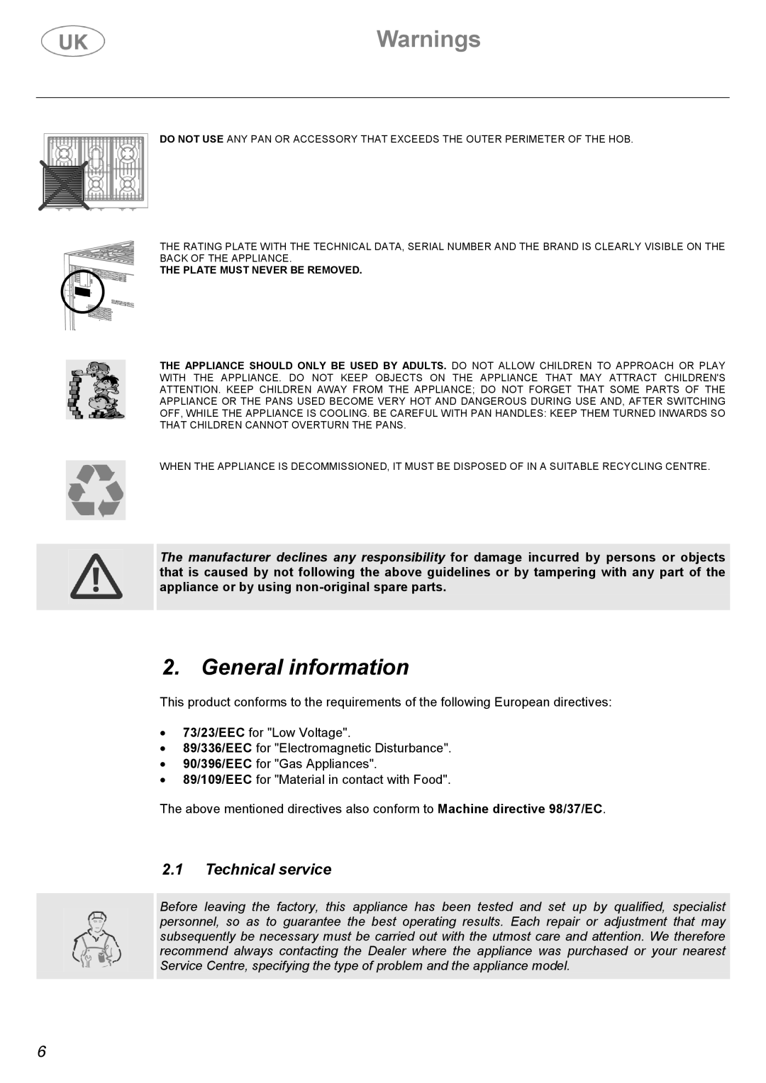 AEG C41022GN, C41022V manual General information, Technical service 