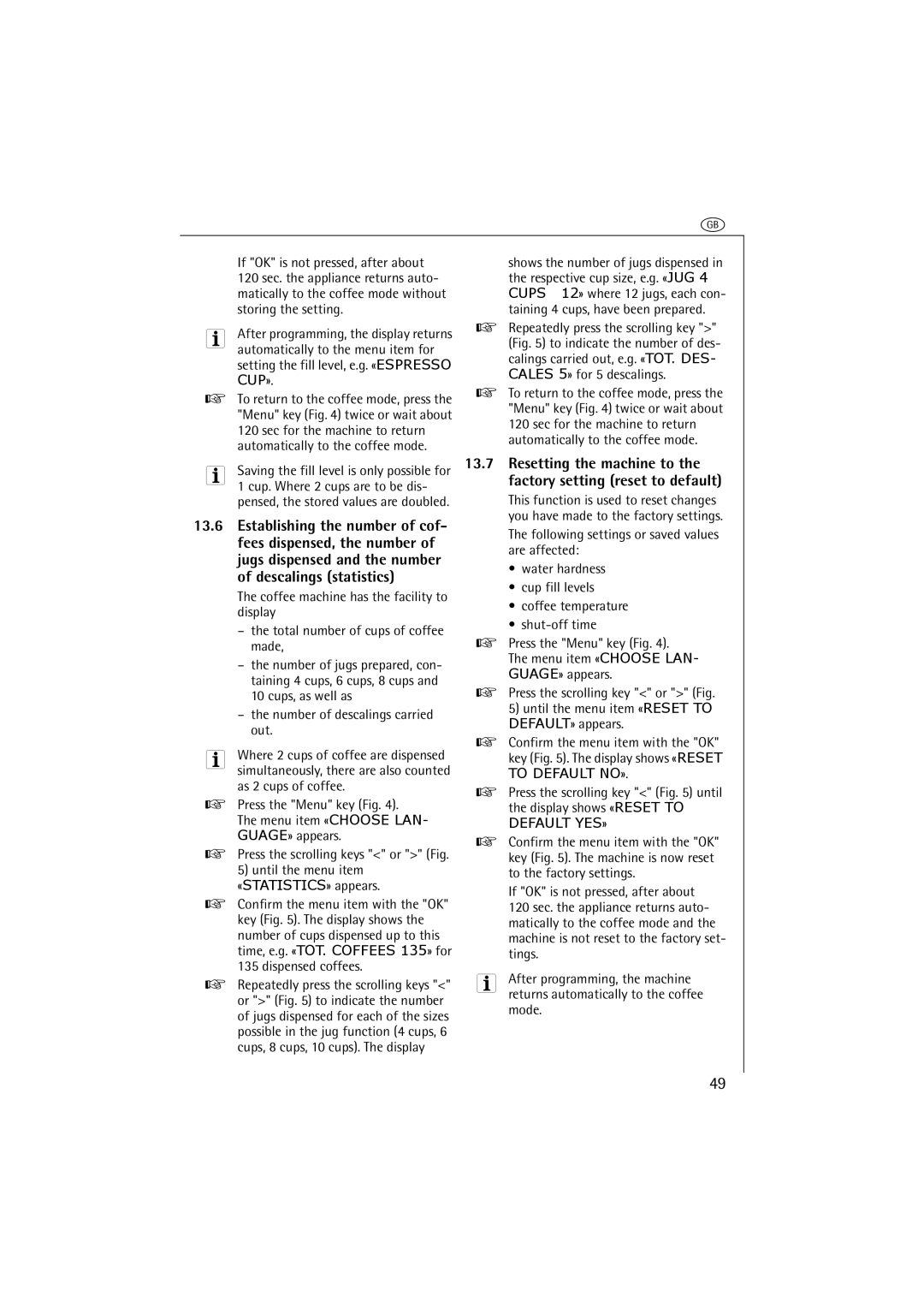 AEG CG 6400 manual Shows the number of jugs dispensed 