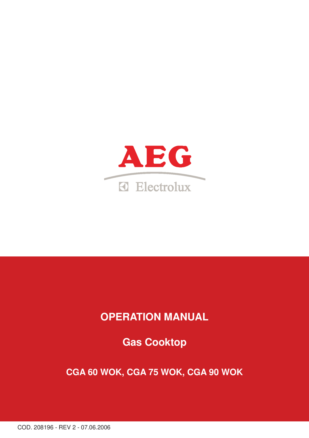 AEG operation manual CGA 60 WOK, CGA 75 WOK, CGA 90 WOK 