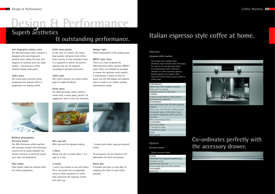 AEG Coffee Machines Design & Performance, Italian espresso style coffee at home, Superb aesthetics outstanding performance 