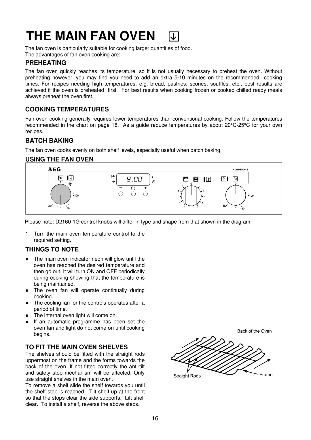 AEG D2160-1 manual Main FAN Oven 