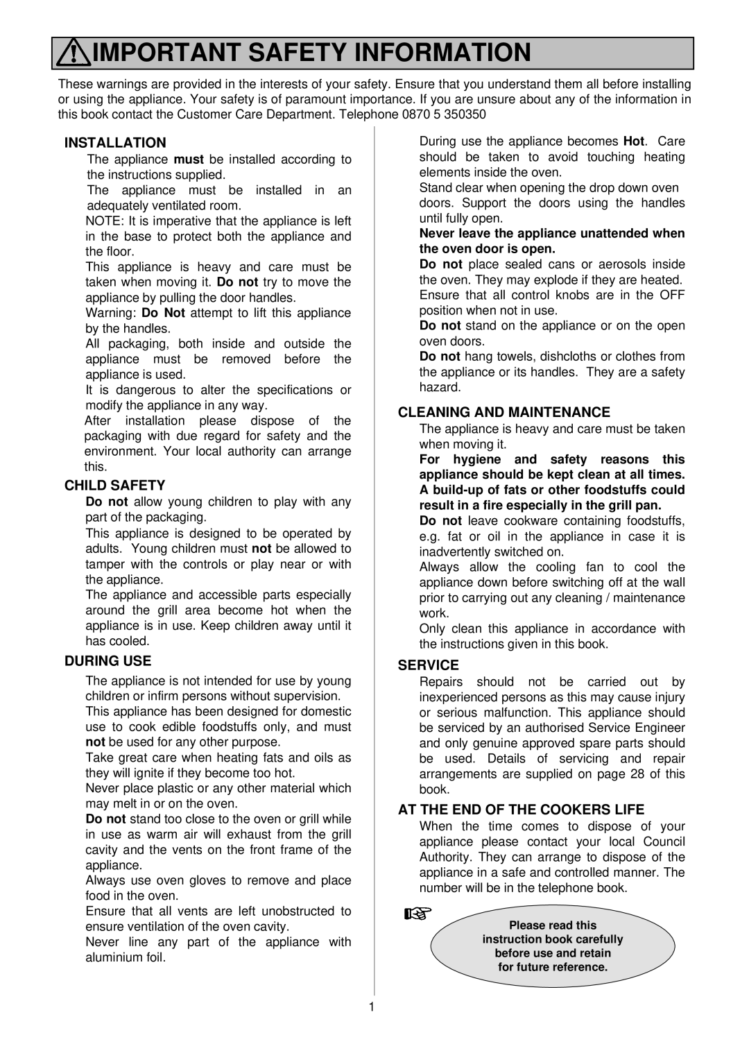 AEG D2160-1 manual Important Safety Information 