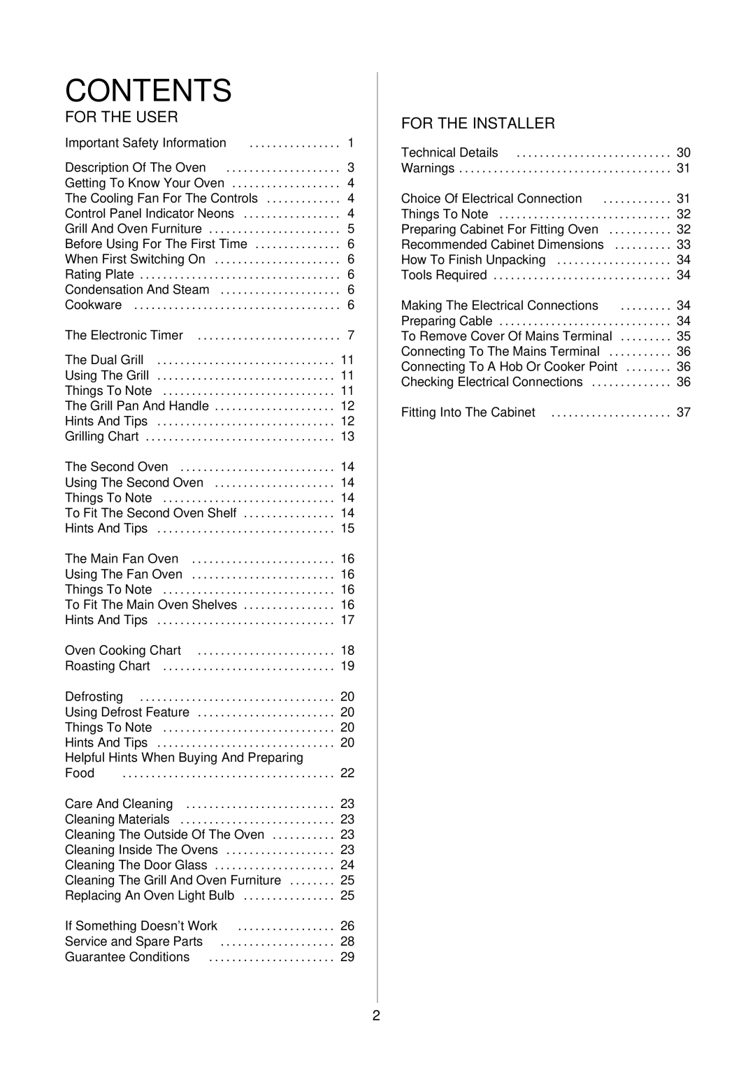 AEG D2160-1 manual Contents 