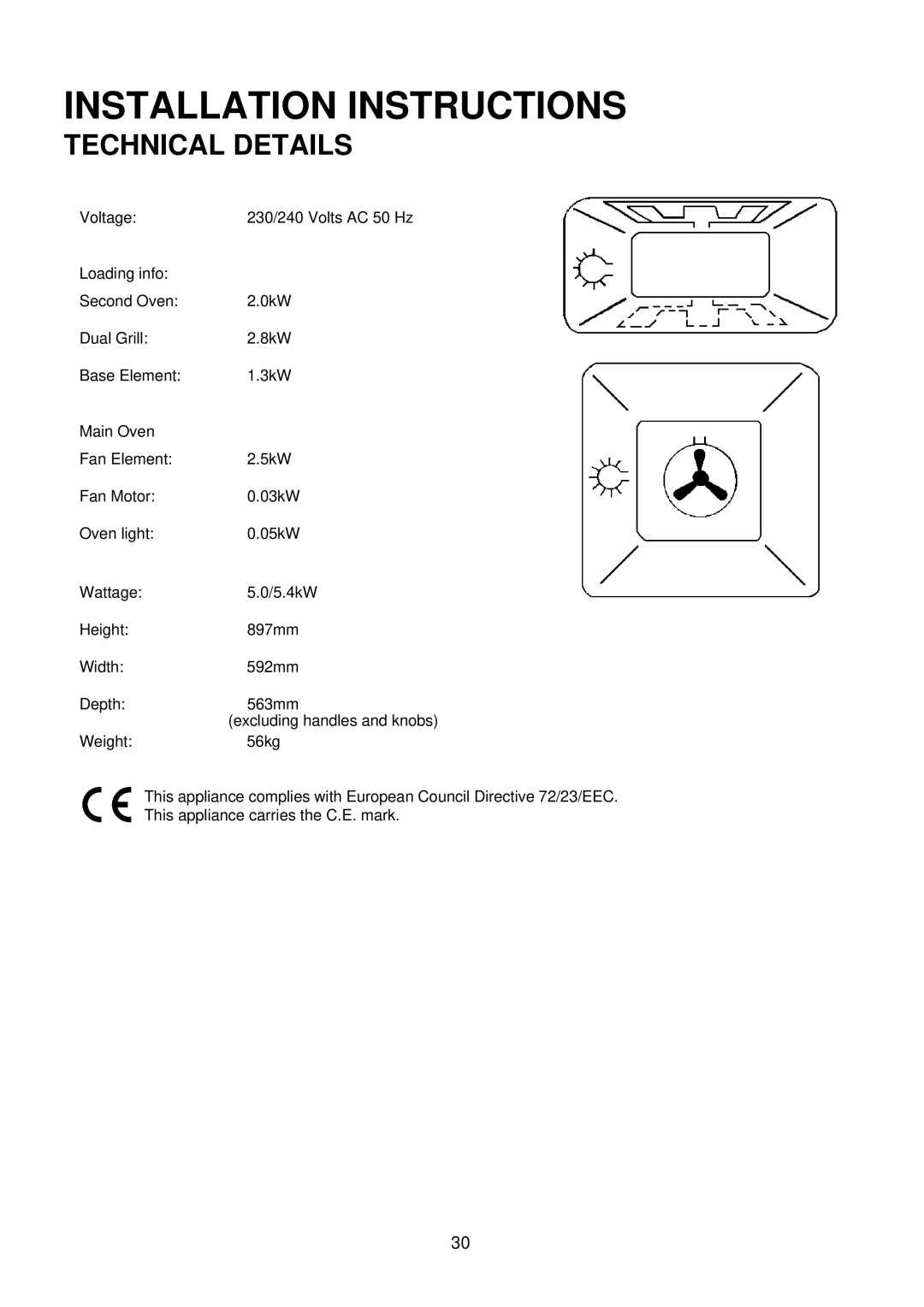 AEG D2160-1 manual Installation Instructions, Technical Details 