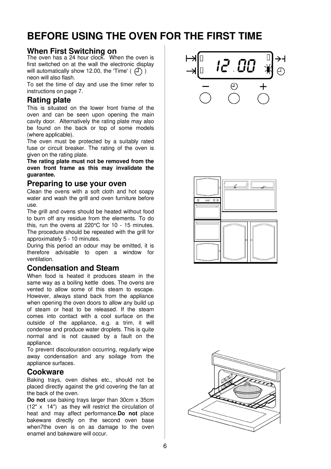 AEG D2160-1 manual Before Using the Oven for the First Time 