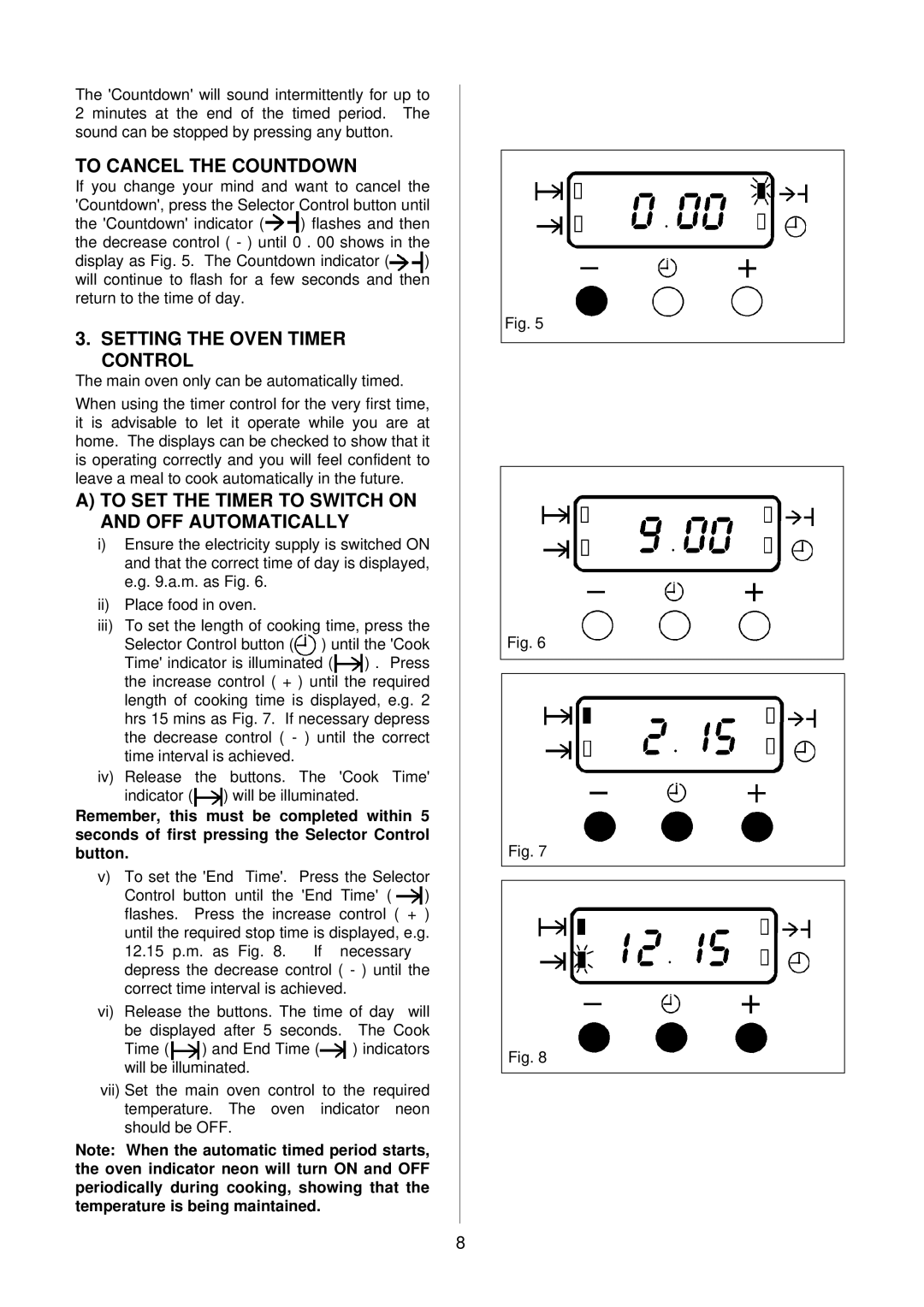 AEG D2160-1 To Cancel the Countdown, Setting the Oven Timer Control, To SET the Timer to Switch on and OFF Automatically 