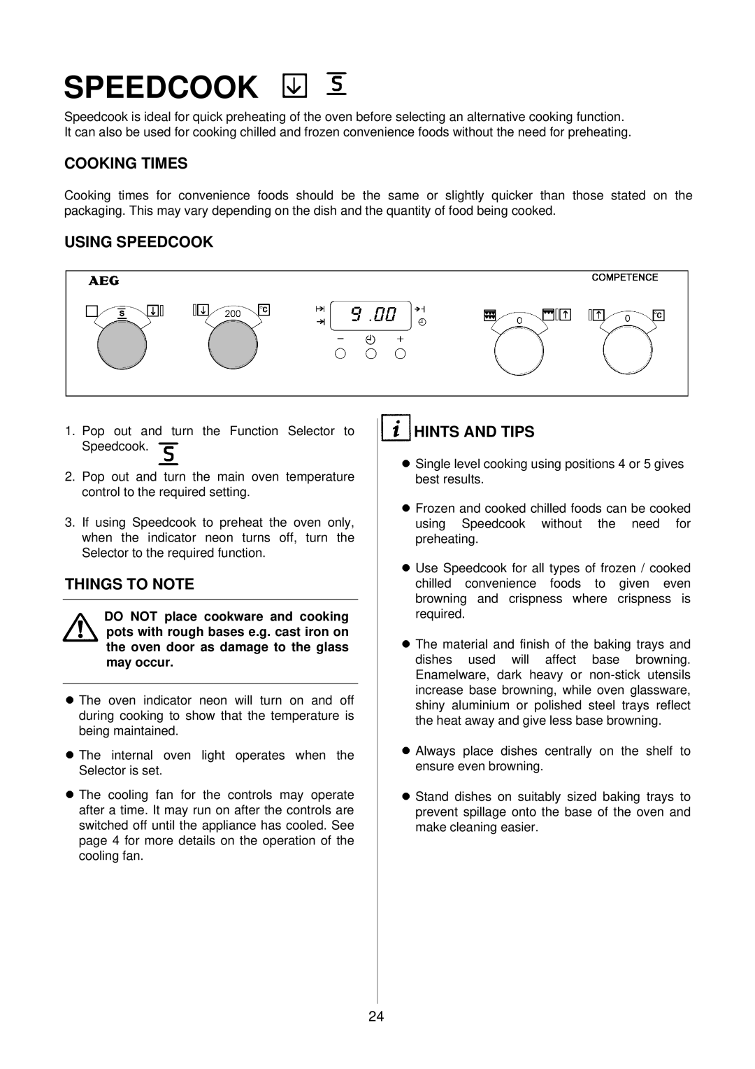 AEG D4100-1 manual Cooking Times, Using Speedcook 