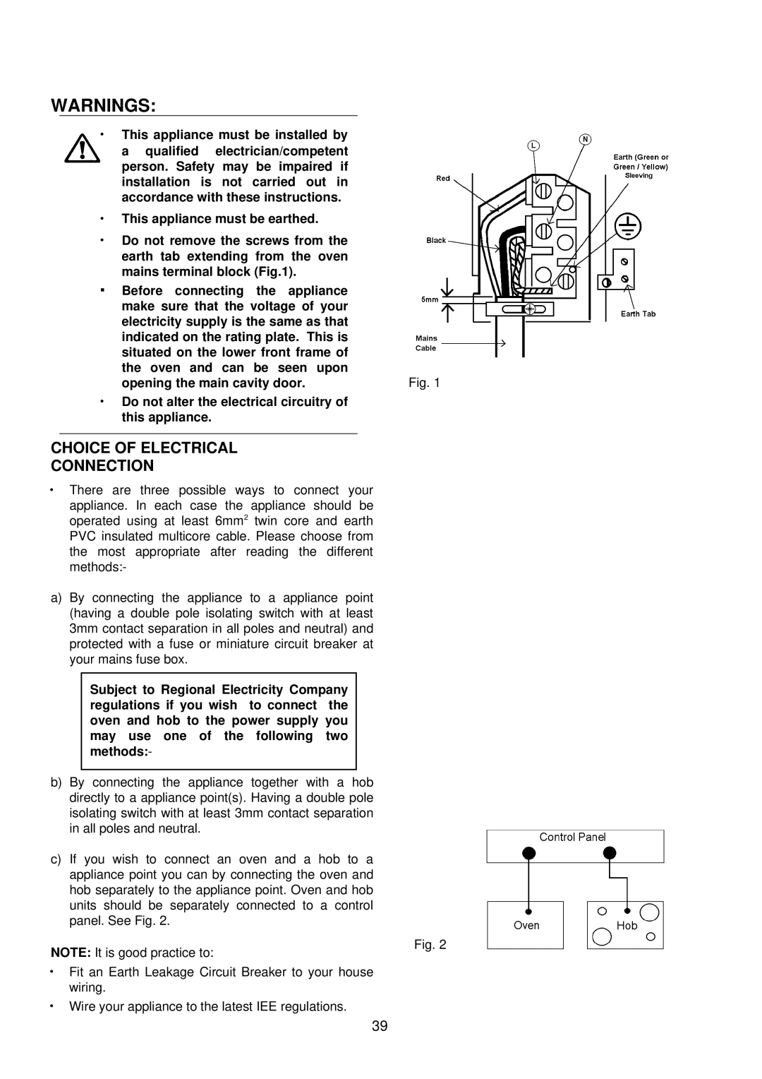 AEG D4100-1 manual Choice of Electrical Connection 